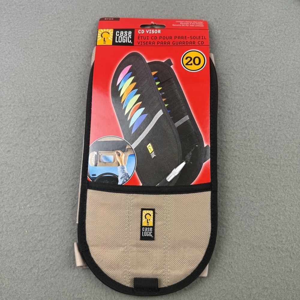NEW Case Logic Car Sun Visor 20 CD Holder Double Sided Closes Opens AV20 Tan‎
